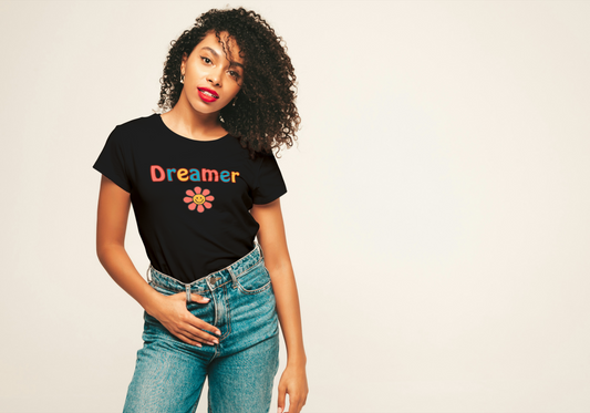 Dreamer Smiley Flower T-shirt, Unisex