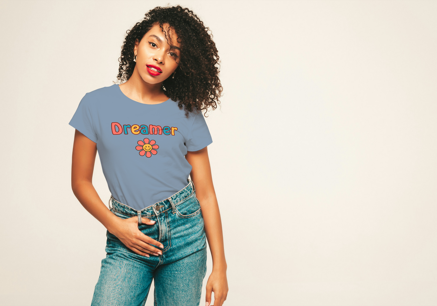 Dreamer Smiley Flower T-shirt, Unisex